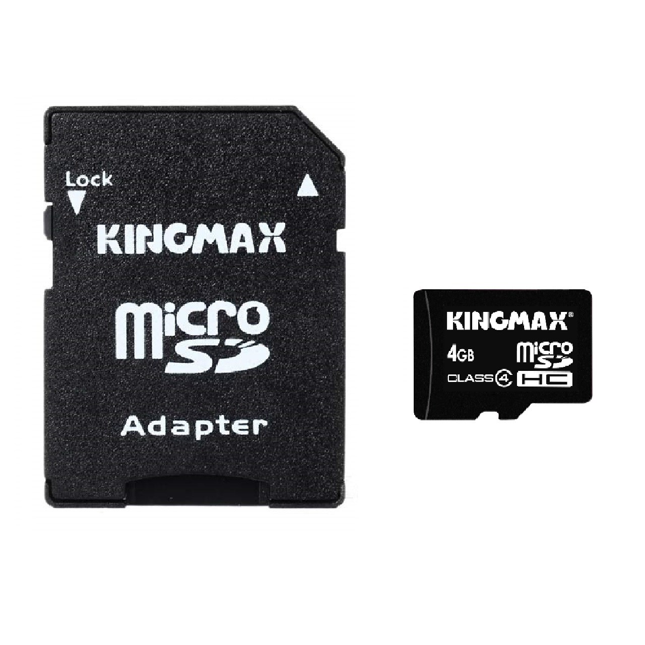 کارت حافظه microSDHC کینگ مکس کلاس 4 به همراه آداپتور SD ظرفیت 4 گیگابایت