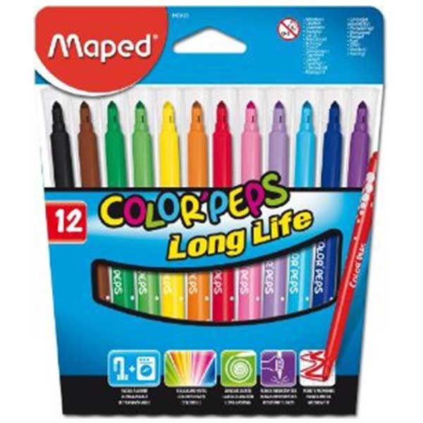 ماژیک رنگ آمیزی مپد سری Color Peps مدل Long Life - بسته 12 رنگ