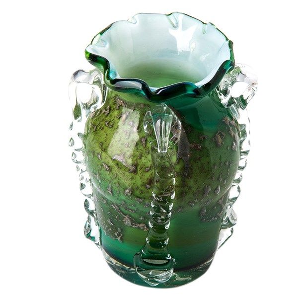 گلدان شیشه ای گالری گل کار مدل قندیل چین دار سه پوست سایز کوچک