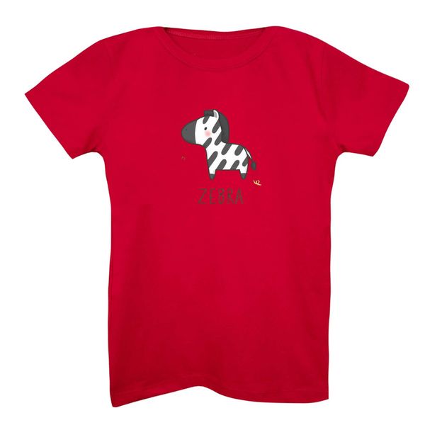 تی شرت آستین کوتاه بچگانه مدل گورخر کد 4 رنگ قرمز