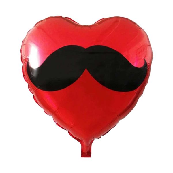 بادکنک فویلی هپی شو مدل Heart And Mustache سایز 40 سانتی متر