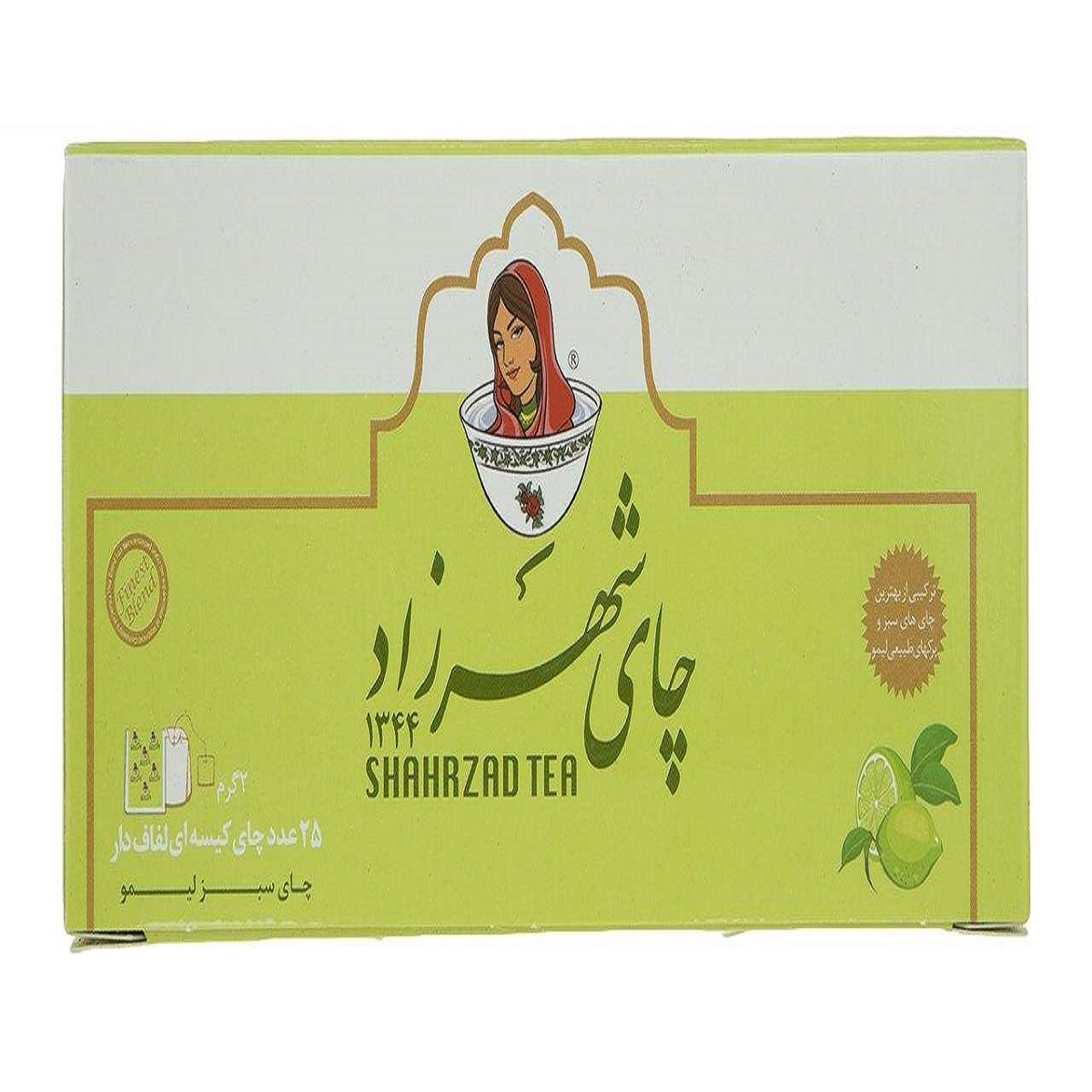چای سبز لیمو کیسه ای شهرزاد بسته 25 عددی