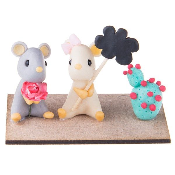 عروسک تزئینی موش های صحرایی و کاکتوس طرح برگ سیاه و گل Ice Toys