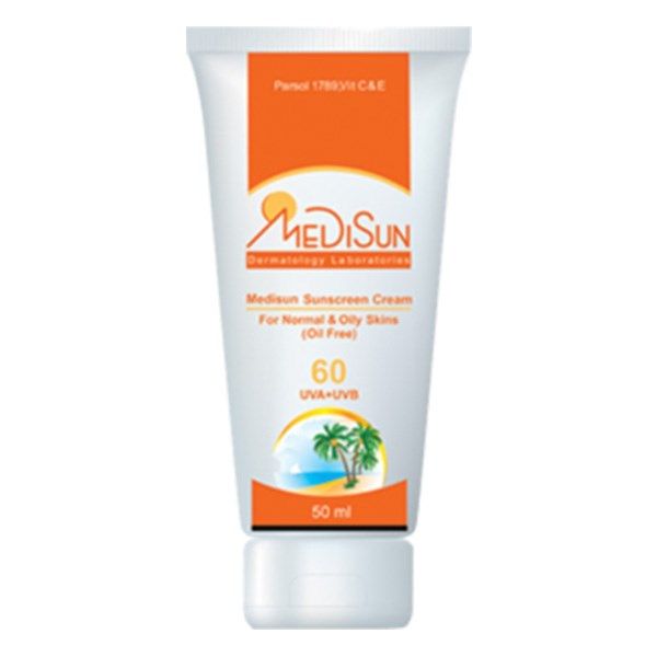 کرم ضد آفتاب بدون رنگ مدیسان SPF60 مناسب پوست چرب و معمولی