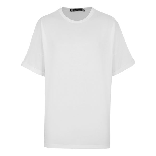 تی شرت اورسایز  آستین کوتاه مردانه باینت مدل 778-1 رنگ سفید