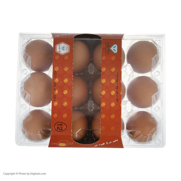 تخم مرغ قهوه‌ای زرده طلایی بسته 12 عددی