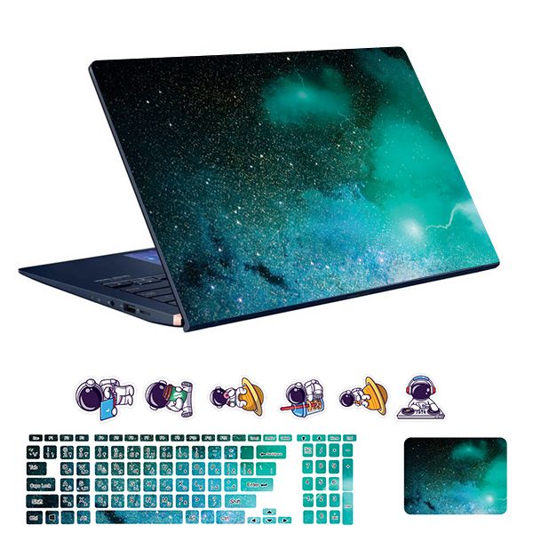 استیکر لپ تاپ توییجین و موییجین طرح Space  کد 195 مناسب برای لپ تاپ 15.6 اینچ به همراه برچسب حروف فارسی کیبورد