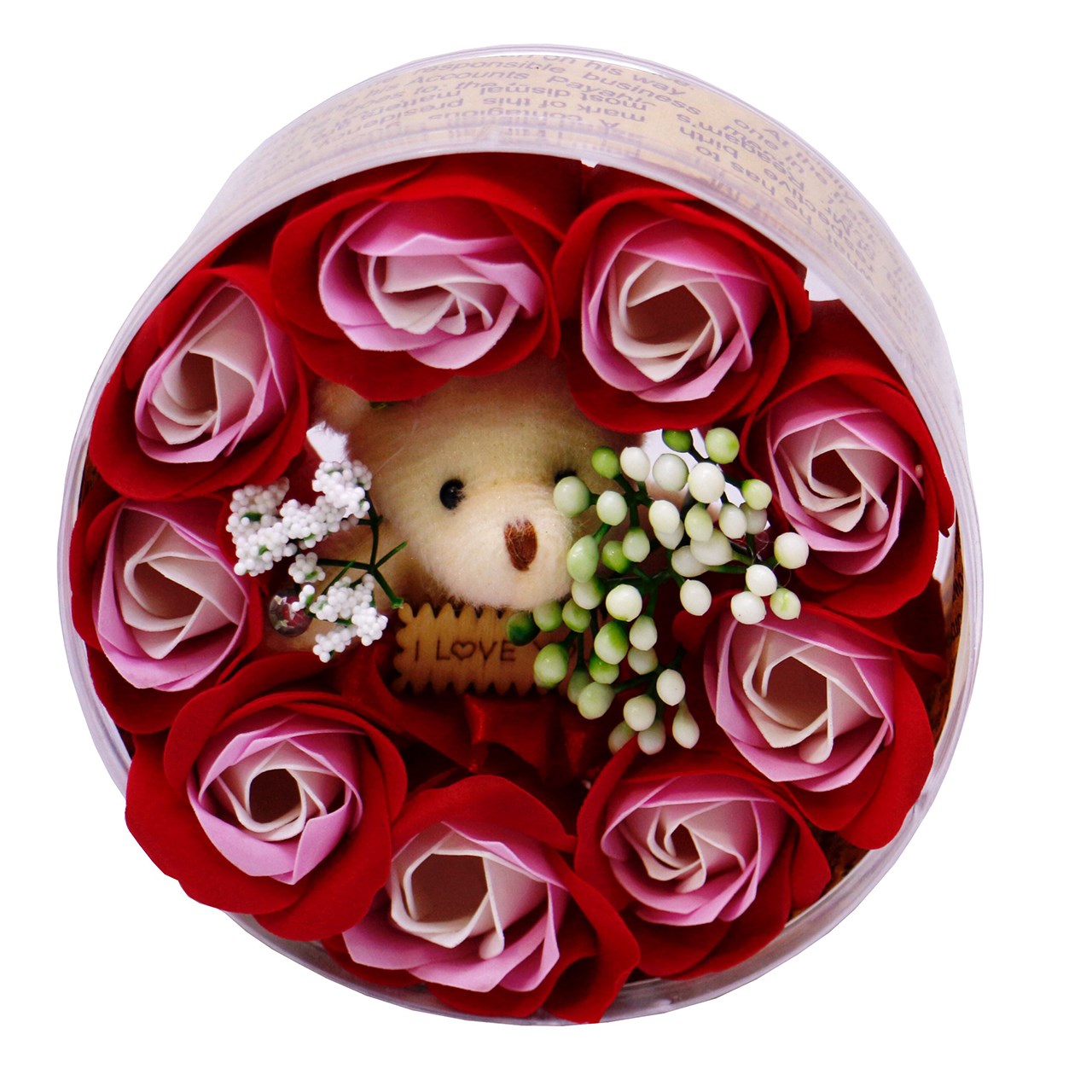 جعبه گل معطر به همراه عروسک ایرسا مدل Love-1