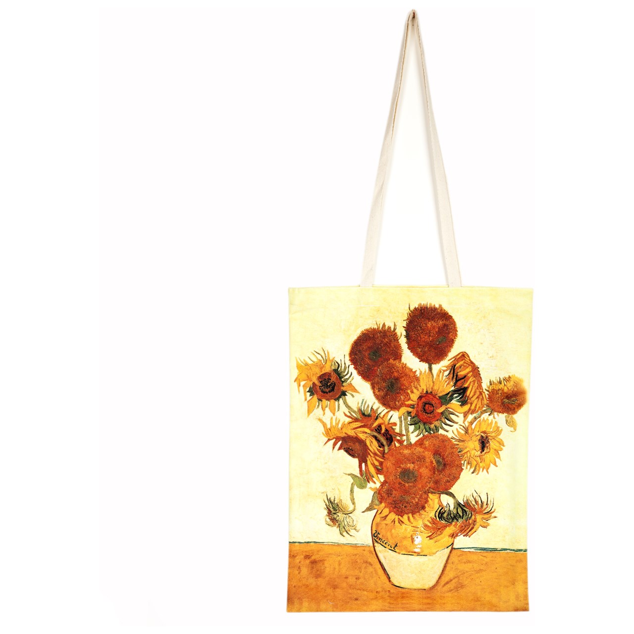 ساک خرید و هدیه مخمل رنگارشاپ طرح گل های آفتاب گردان ونگوگ مدل BAG004