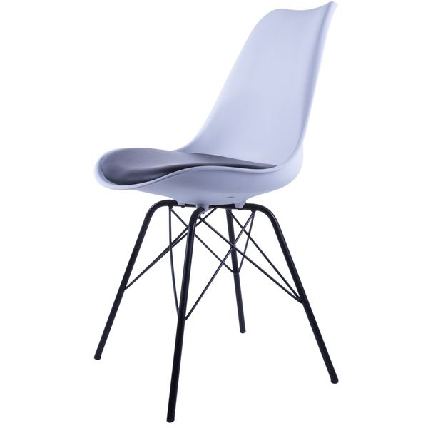 صندلی کروماتیک مدل White Side Chair with Black Cushion