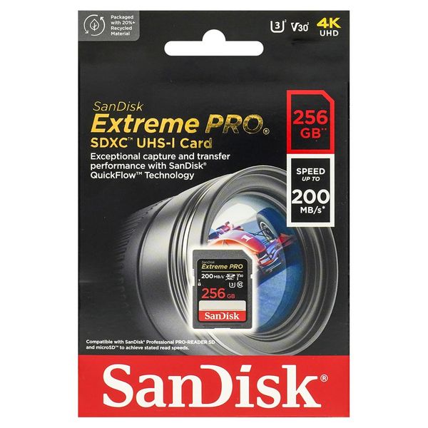 کارت حافظه SDXC سن دیسک مدل Extreme Pro V30 کلاس 10 استاندارد UHS-I U3 سرعت 200MB/s ظرفیت 256 گیگابایت