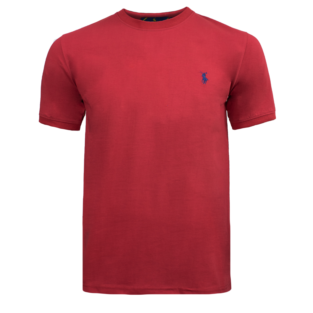 تی شرت آستین کوتاه مردانه مدل یقه گرد رنگ زرشکی
