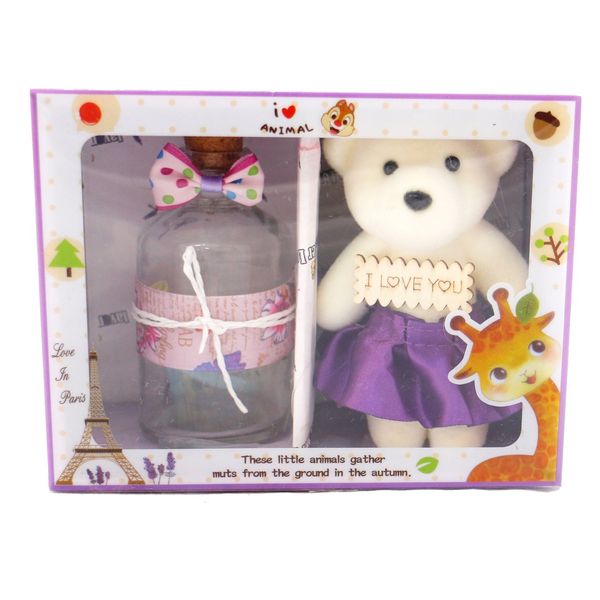 عروسک خرس به همراه شیشه عشق ایرسا مدل Gift Box-3