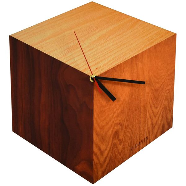 ساعت دیواری ویداوین طرح مکعب چوبی سایز 40*40
