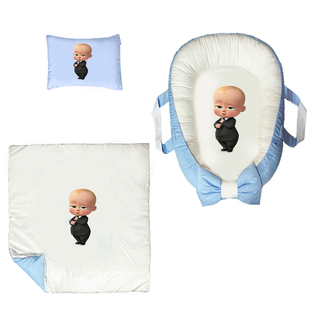 سرویس خواب سه تکه نوزاد ناریکو مدل گارد محافظ دار طرح کارتونی بچه رئیس کد 0304