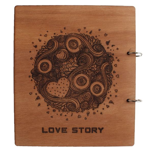 دفتر 80 برگ چوبی طرح love story 