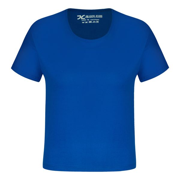 تی شرت آستین کوتاه زنانه جیبارون مدل تمام پنبه رنگ آبی کاربنی