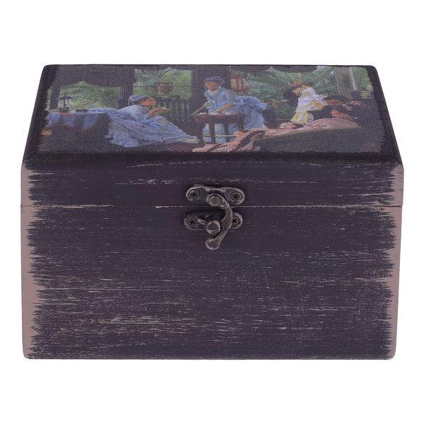 جعبه هدیه چوبی مدل هنری طرح عصرانه انگلیسی کد WB001