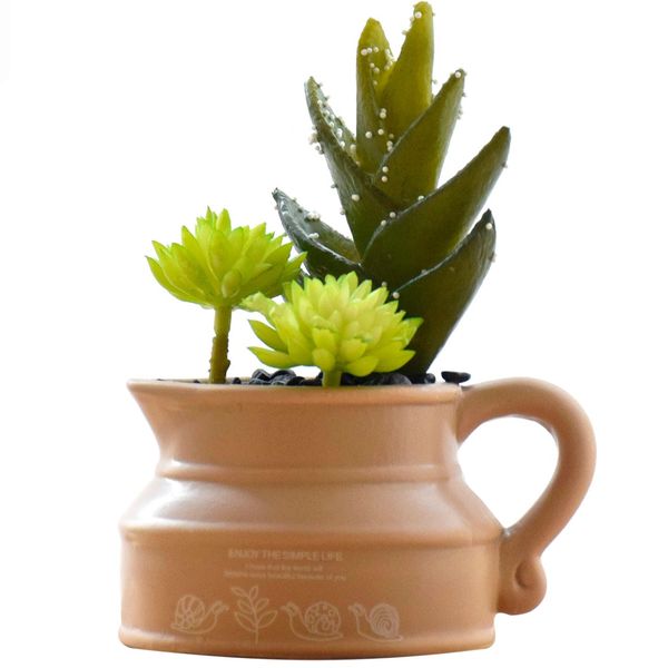 گلدان به همراه گل مصنوعی آناترا مدل Cactus 03