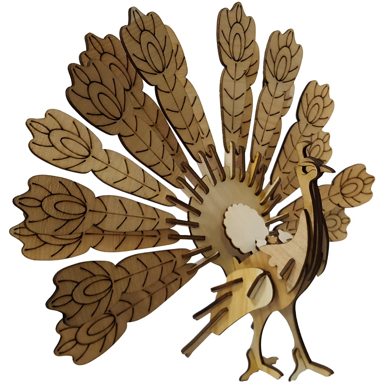 پازل سه بعدی چوبی برتاریو مدل طاووس