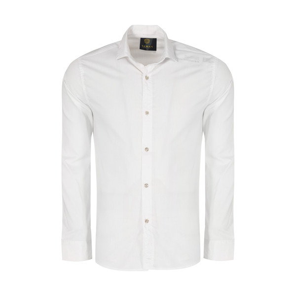 پیراهن آستین بلند مردانه مدل PVLF رنگ سفید