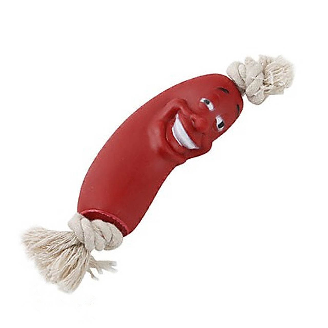 اسباب بازی سگ سوسیس طنابی مدل Sausage Squeaky