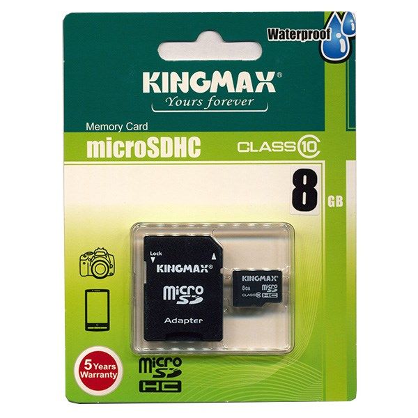 کارت حافظه microSDHC کینگ مکس کلاس 10 به همراه آداپتور SD ظرفیت 8 گیگابایت