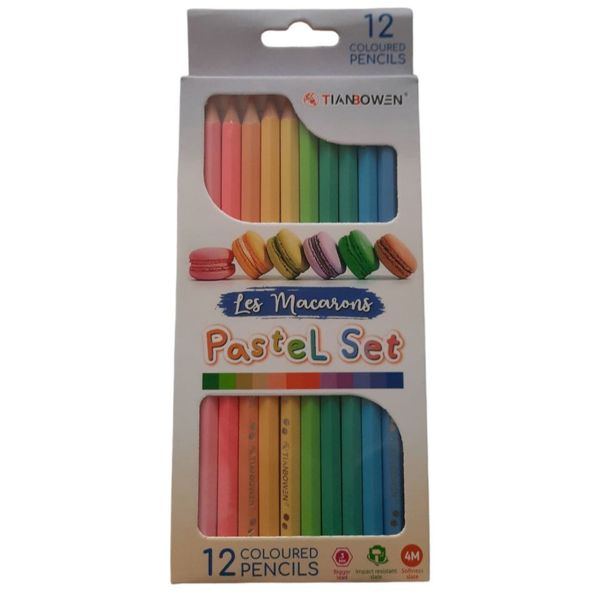 مداد رنگی 12 رنگ مدل پاستلی طرح ماکارون