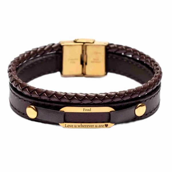 دستبند طلا 18 عیار مردانه لیردا مدل اسم فواد 6400