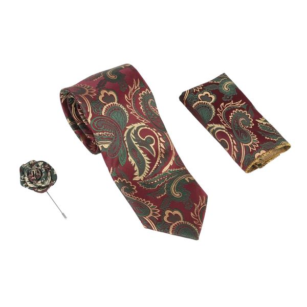 ست کراوات و دستمال جیب و گل کت مردانه مدل MDSS-CG1349