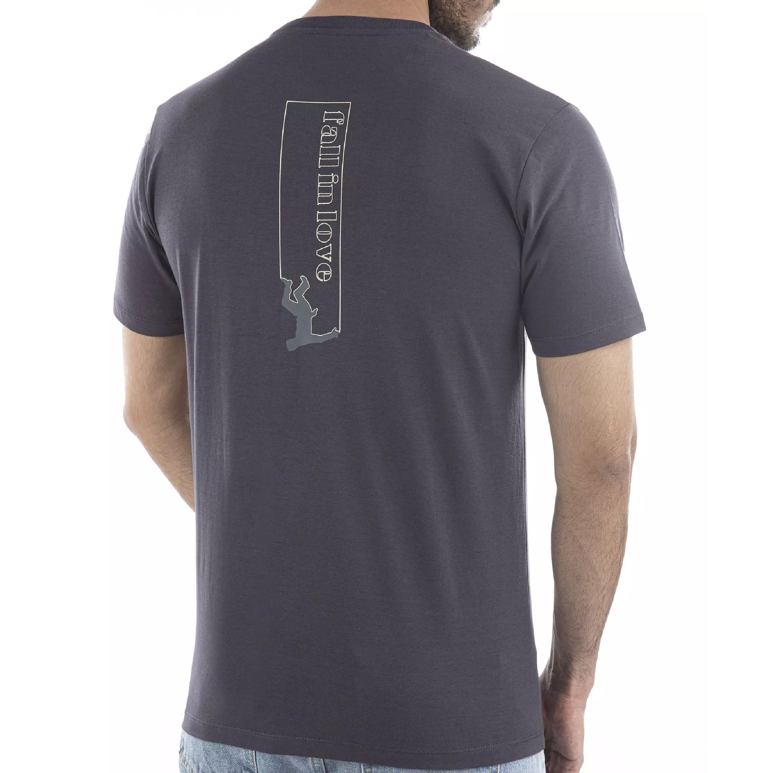 تی شرت آستین کوتاه مردانه جوتی جینز مدل یقه گرد کد 1551383 رنگ طوسی تیره