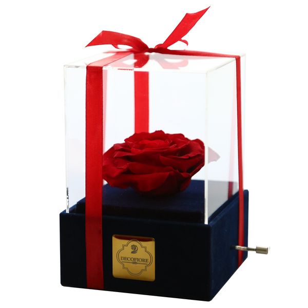 جعبه موزیکال گل ماندگار دکوفیوره مدل رز جاودان ملودی Happy birthday 