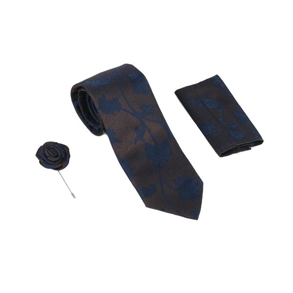 ست کراوات و دستمال جیب و گل کت مردانه مدل MDSS-CG1348