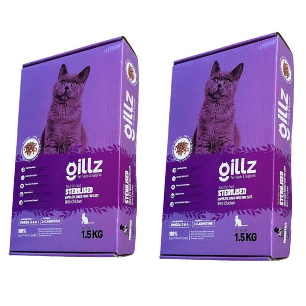 غذا خشک گربه گیلز مدل sterilized وزن 3 کیلوگرم بسته دو عددی
