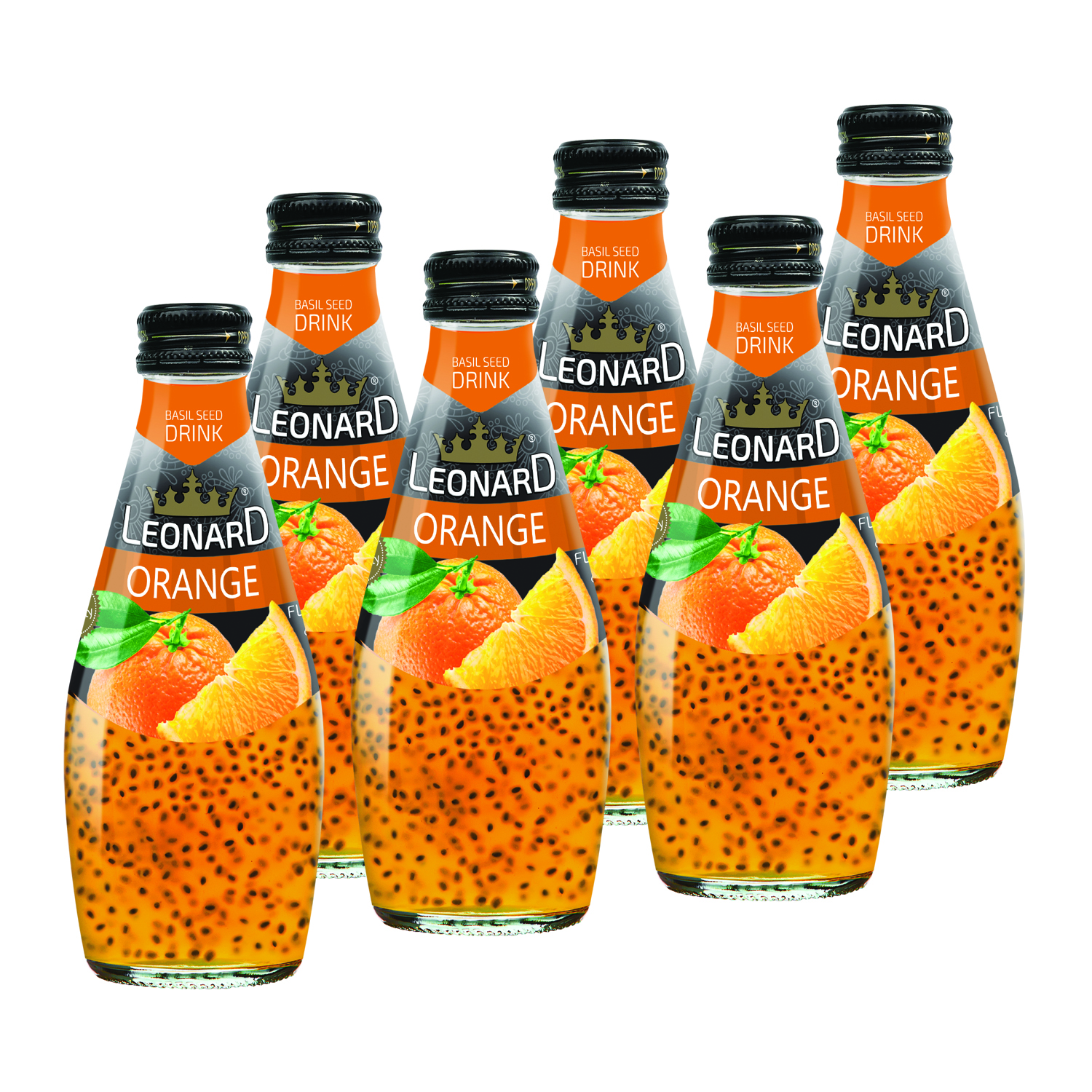 نوشیدنی تخم شربتی با طعم پرتقال لئونارد - 300 میلی لیتر بسته 6 عددی