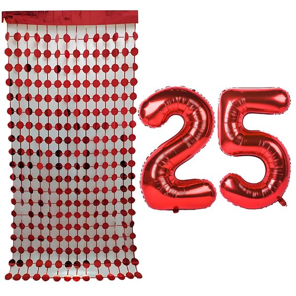 بادکنک فویلی مستر تم طرح عدد 25 به همراه ریسه تزئینی بسته 3 عددی