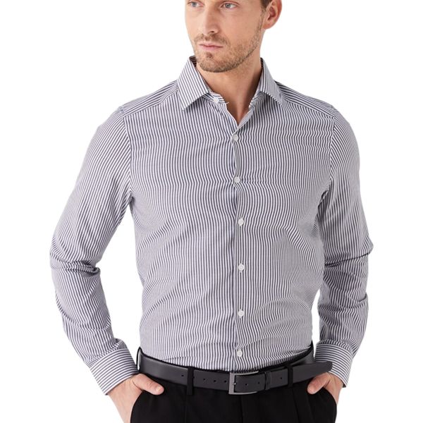 پیراهن آستین بلند مردانه ال سی وایکیکی مدل راه راه اسلیم افکت