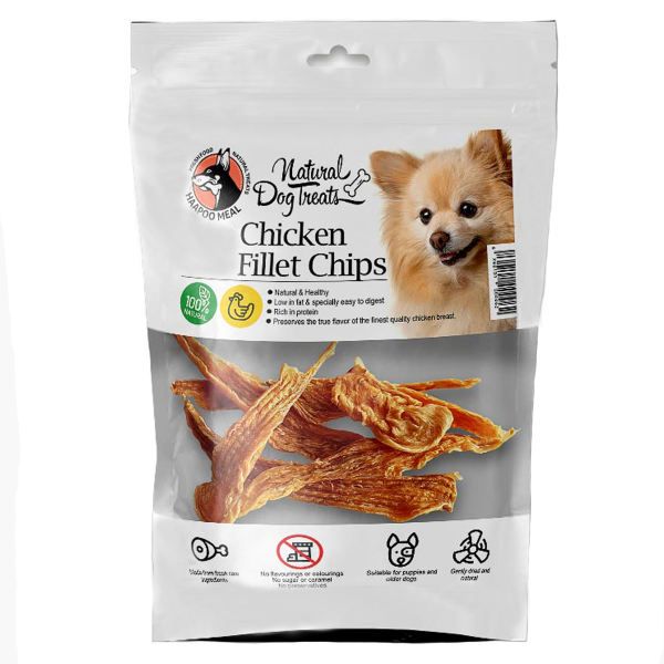 تشویقی سگ هاپومیل مدل Chicken Fillet Chips کد 120 وزن 50 گرم