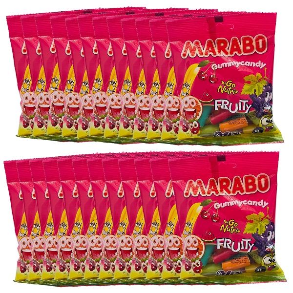 پاستیل لقمه ای میوه ای مارابو - 50 گرم بسته 24 عددی