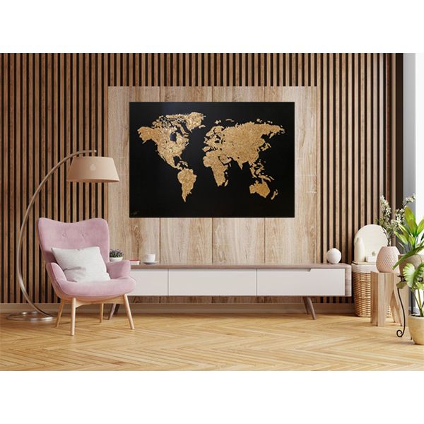 تابلو نقاشی ورق طلا مدل نقشه جهان کد 12080