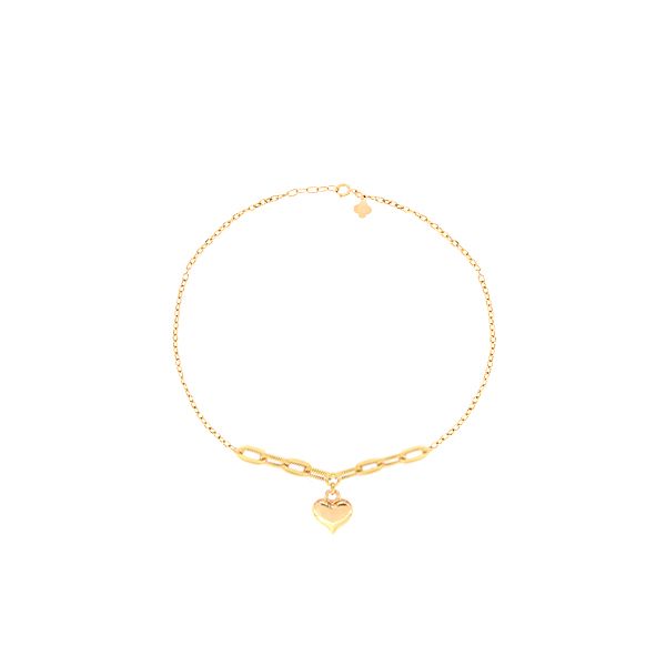 دستبند طلا 18 عیار زنانه ماوی گالری مدل سوپرلایت و آویز قلب