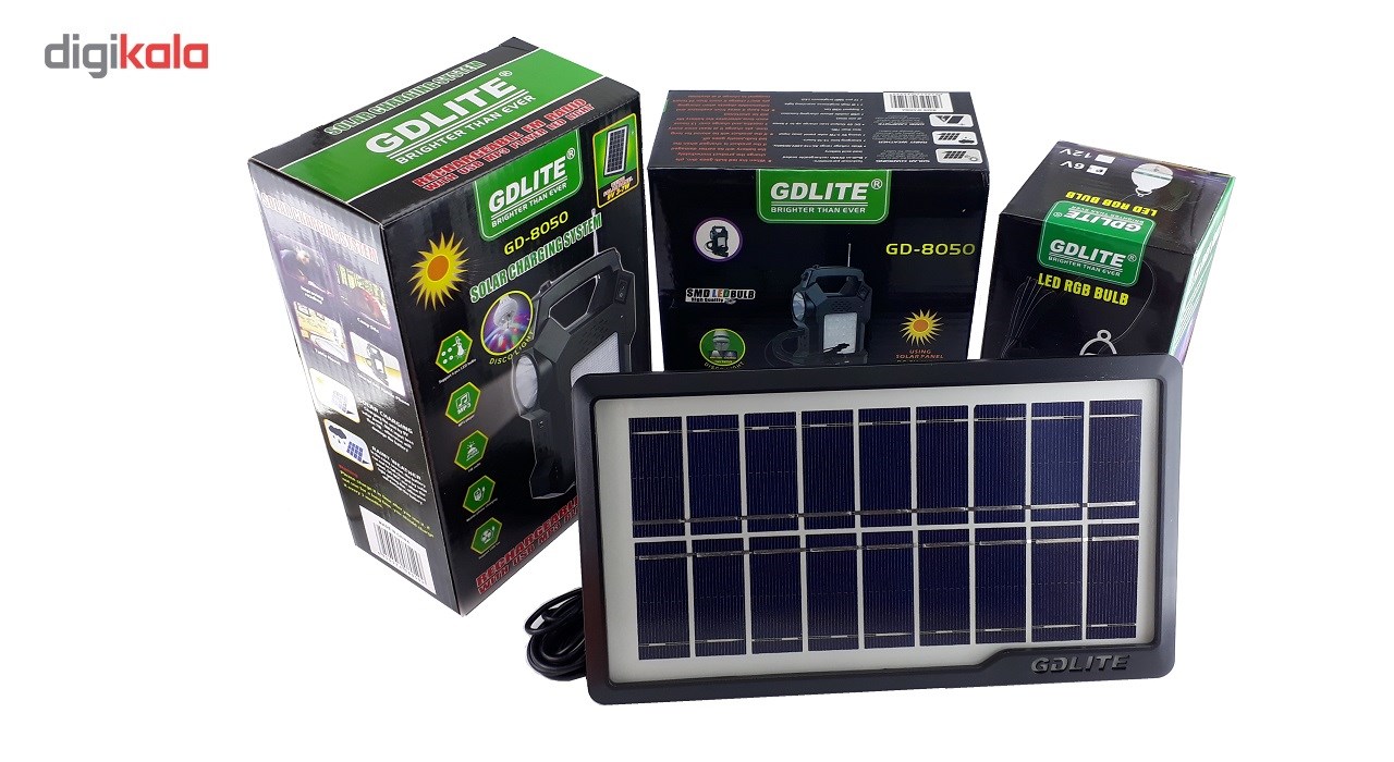 سیستم چراغ اضطراری و اسپیکر خورشیدی جی دی لایت مدل GD-8050