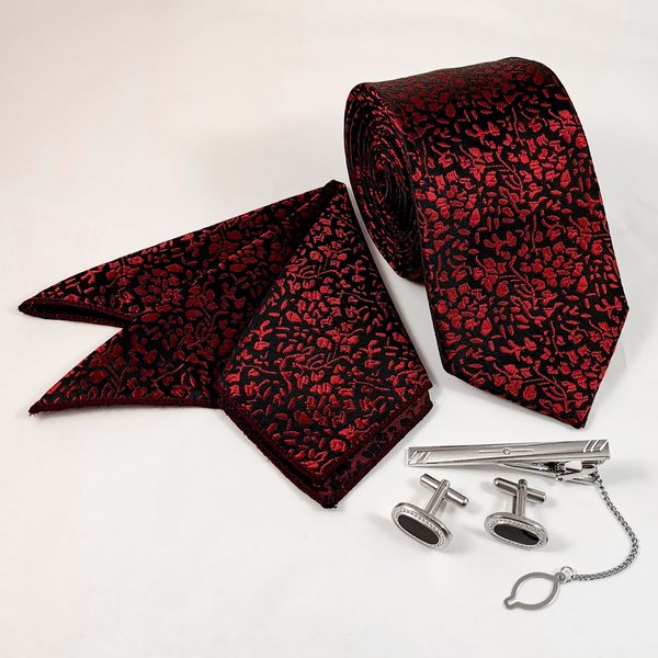 ست کراوات و دستمال جیب و دکمه سردست و گیره کراوات مردانه مدل 570A