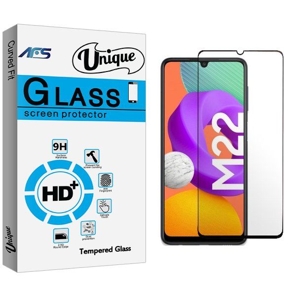 محافظ صفحه نمایش شیشه ای ای اف اس مدل Unique Full مناسب برای گوشی موبایل سامسونگ Galaxy M22