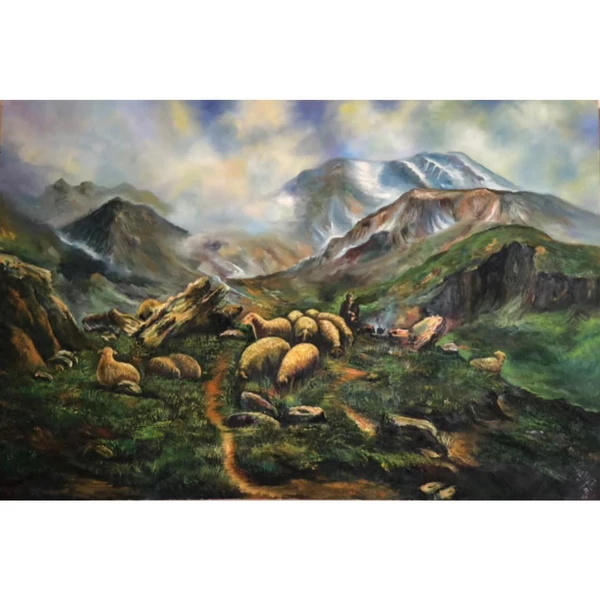 تابلو نقاشی رنگ روغن مدل کوهستان