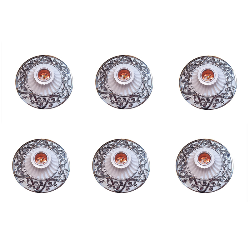 سرپیچ لامپ سقفی دیواری مدل silver flower مجموعه 6 عددی 
