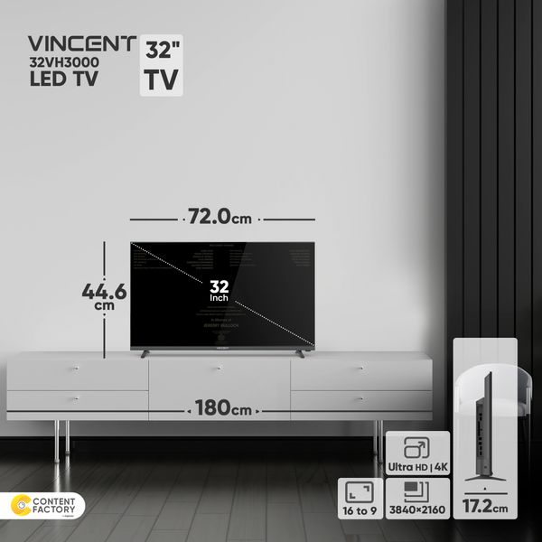 تلوزیون ال ای دی وینسنت مدل 32VH3000 سایز 32 اینچ