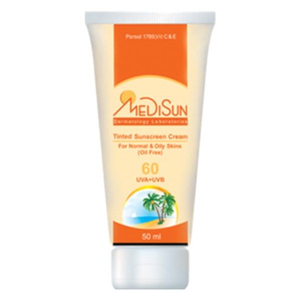 کرم ضد آفتاب رنگی مدیسان SPF60 مناسب پوست چرب و معمولی