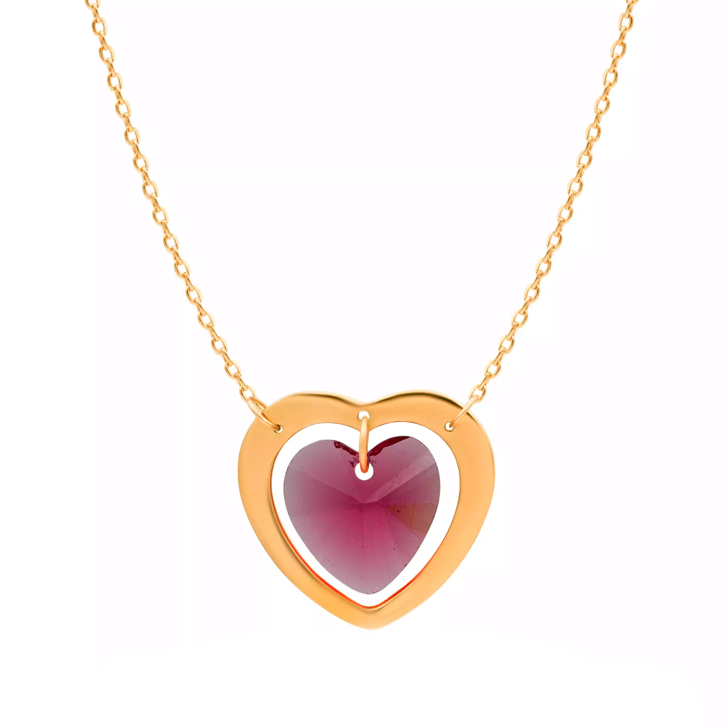 گردنبند طلا 18 عیار زنانه روبی آرت گالری مدل  قلب 