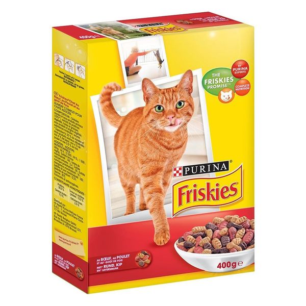 غذای خشک گربه پورینا مدل friskies بسته 400 گرمی